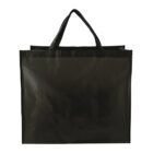 Black reusable tote bag with two handles.