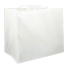 Large white reusable shopping bag with sturdy handles.