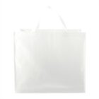 White shopping bag with a square shape and short handles, against a plain background.
