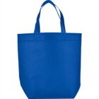 Blue tote bag with handles, shown on a white background.