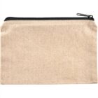 Beige canvas zippered pouch with a black zipper, shown against a white background.