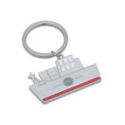 Branded Voyager Keychain shaped like a ship with Global Media Group branding.