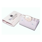 Two packages of Corporate Tee Wallet sweets, a great corporate gift. One open and one closed package; the open one reveals individually wrapped candies with an elegant white and blue design.