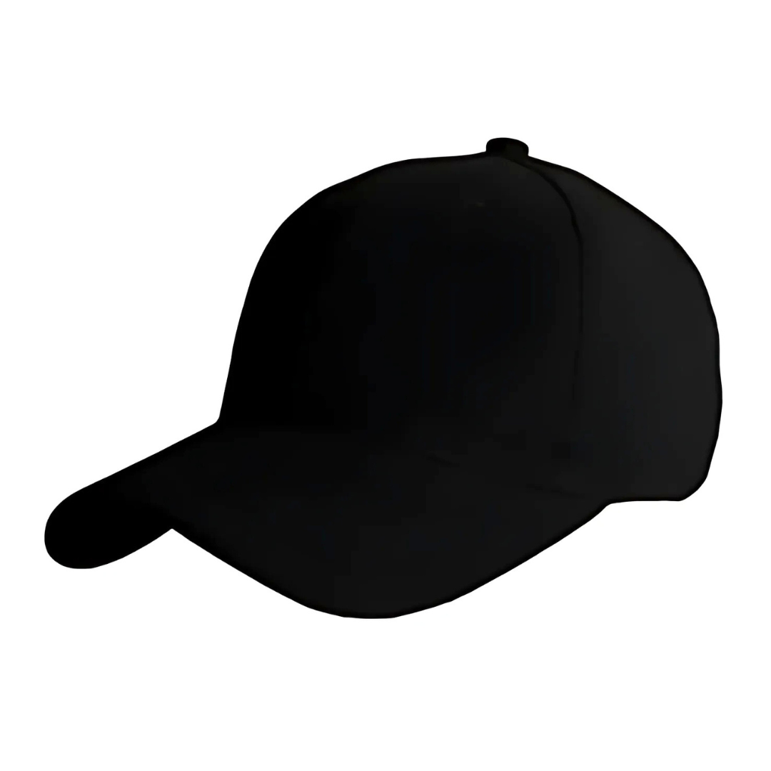 A Golf Cap in solid black features a curved brim and a plain design, set against a white background.