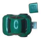 Customised green car flash drive with removable cap.