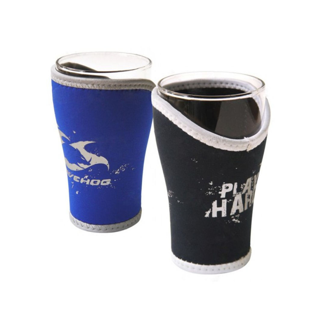 Black and blue promotional schooner holder with customised text