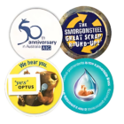 Corporate-branded coasters with company logos and customised text