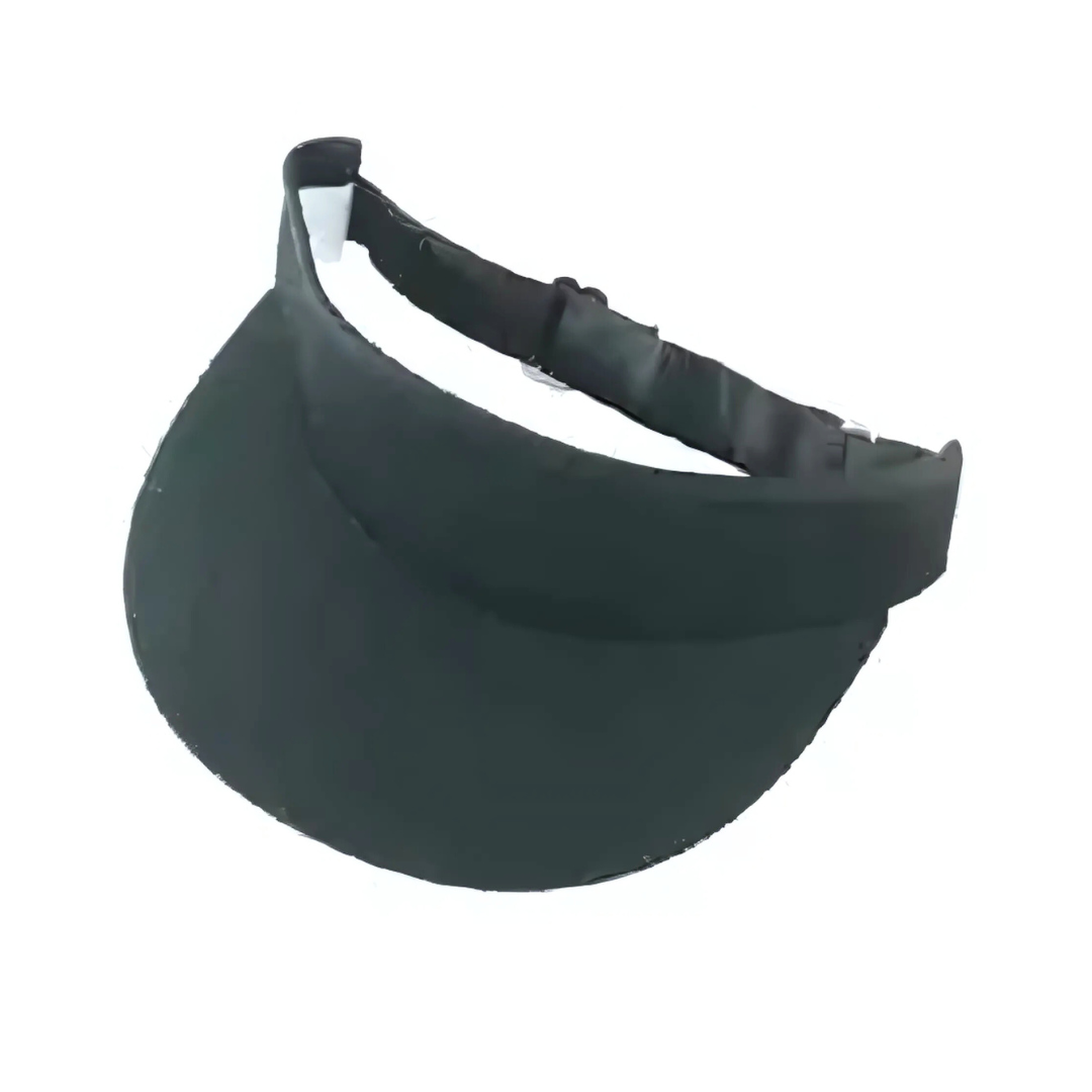 Deluxe cotton sun visor w/metal buckle, dark green, adjustable strap on a white backdrop.