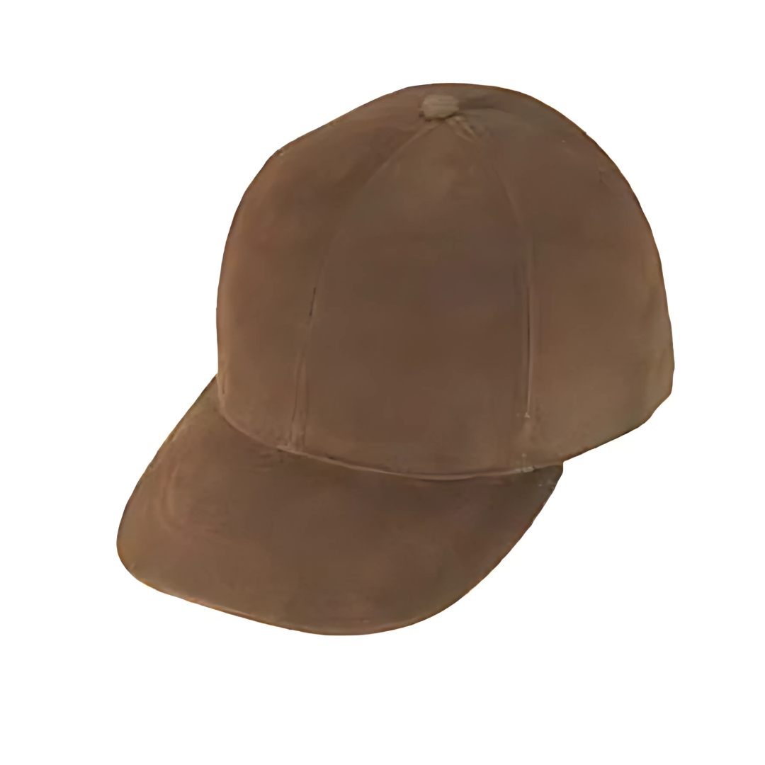 The Distressed Leather Low Fit Cap features a curved brim and a button on top, displayed against a white background.
