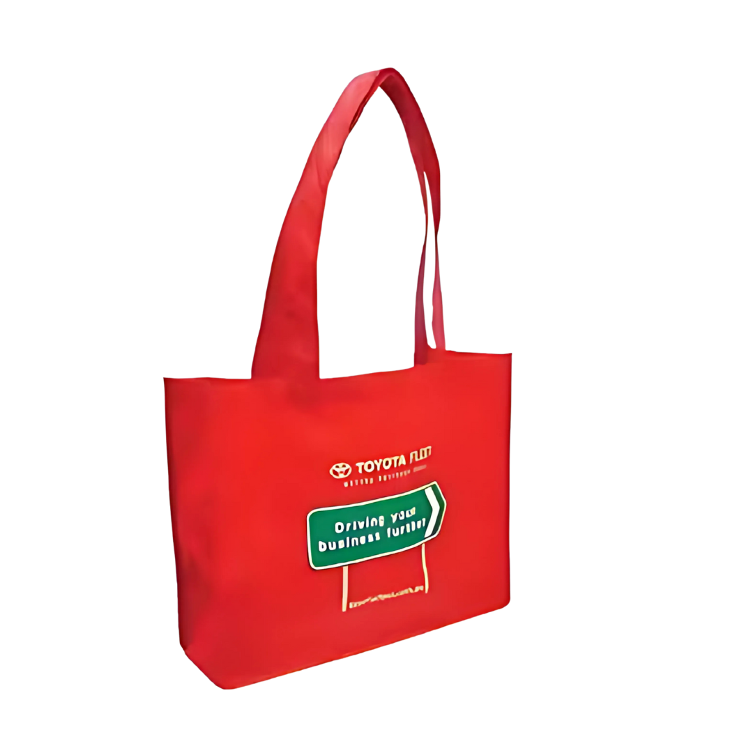 Document Bag with text and green road sign graphic.