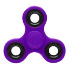 A purple three-pronged fidget spinner with black bearings on a white background.