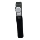 The Funky Stress Ball Hammer, featuring a quirky black and gray design with a sleek black handle, stands upright against a white background, resembling a whimsical take on a traditional hammer.