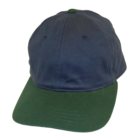 Heavy Twill Cap in blue with a green brim on white background.