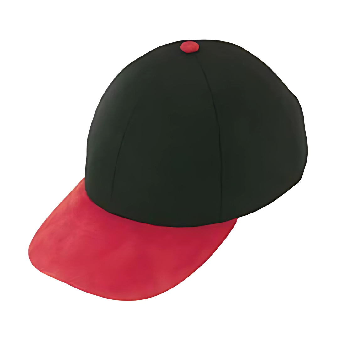 The Heavy Melton Wool 6-Panel Cap is black with a red brim and button, isolated on a plain white background.