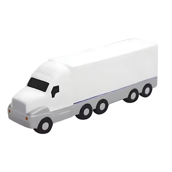 The Jumbo Stress Large Truck is a 16cm long illustration of a large, white semi-truck featuring a streamlined cabin and cargo trailer. Its minimalist design showcases four visible wheels against a plain white backdrop.