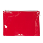 Red, glossy Large PVC Pencil Case Organiser with a top white zipper.