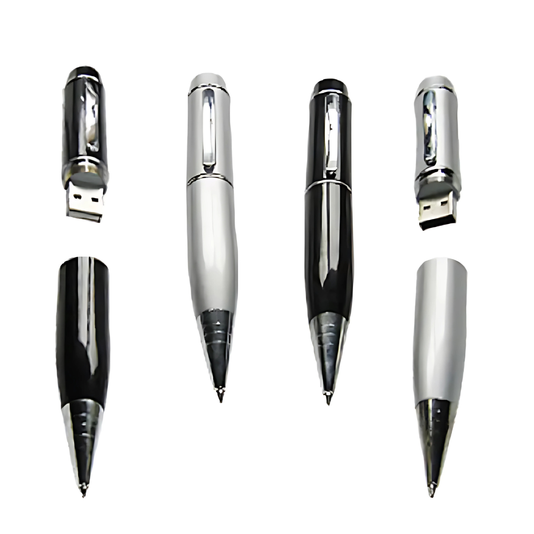 Pen USB 1: silver pens with detachable flash drives.