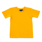The Premium Kids Promotional T-shirt is a plain, bright orange tee designed for kids. It features short sleeves and a small black neck tag, lying flat against a white background—ideal for youthful styles and exclusive events.