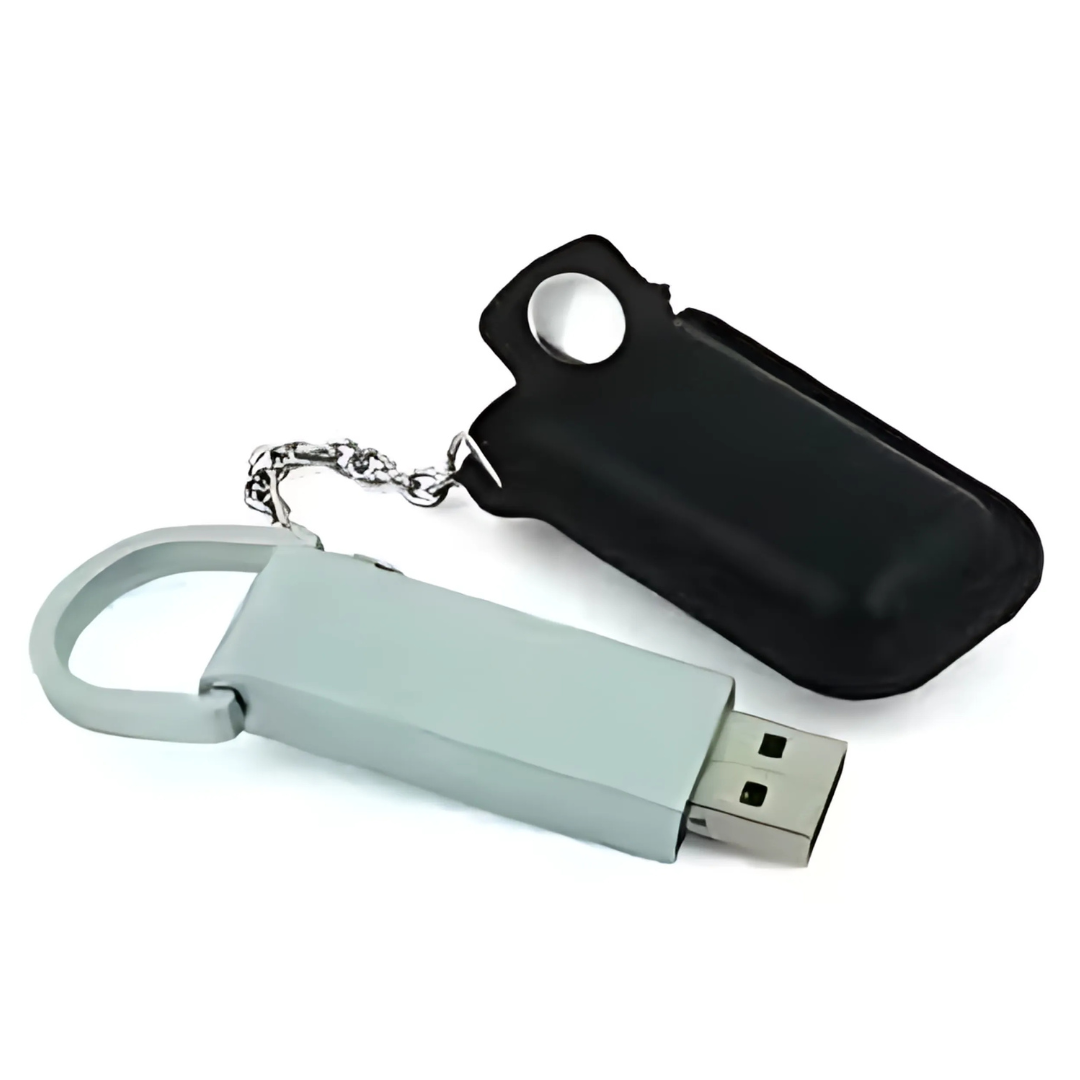 Printed Apollo Memory Key, with a gray cover and black case, linked by a small chain.