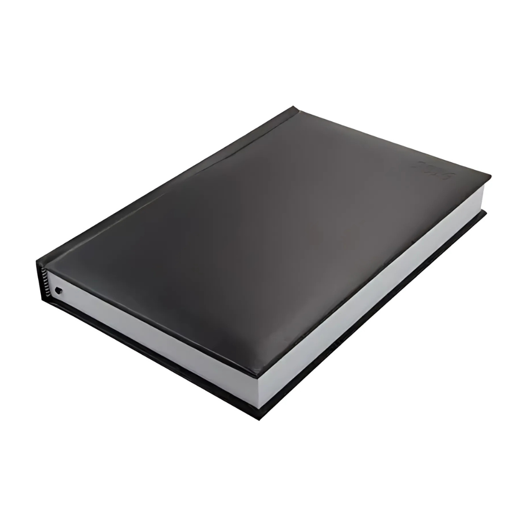 A closed Promo Diary Executive Luma Day-to-a-Page A5 black hardcover on a white background.