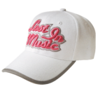 Promotional White Cotton Cap with embroidered text on the front