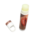 With the cap off, the tube unveils a light balm enriched with SPF30+ for optimal lip care. The label, featuring an image of lips, emphasizes its promotional appeal. Nearby, the cap lies on its side, ready to protect and preserve your essential Promotional Lipcare SPF30+ companion.