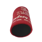 Red Promotional Stubby Holder with customised text