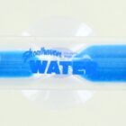 A clear, horizontal hourglass timer with blue liquid inside, set against a light background. The words Shoalhaven Water are printed on the hourglass.