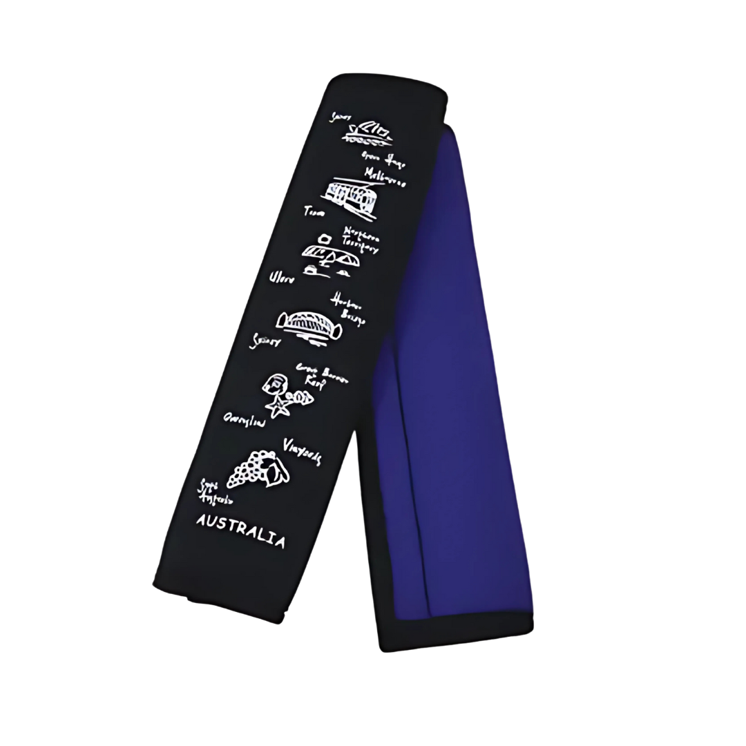 Promotional black Seat belt cover with customised text and images