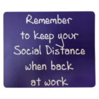 Branded purple Slim Large Deluxe Mouse Pads with customised text for work.