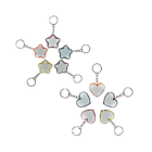 Soft Touch Keyrings in star & heart shapes arranged in a circle.
