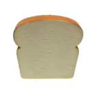 The Stress Ball Bread Slice, standing upright on a plain white background, resembles its namesake with a light golden crust on top and soft texture—ideal for a sandwich or stress relief.