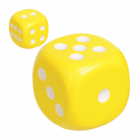 A Stress Ball Large Dice with white dots is pictured prominently in the foreground.