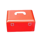 A rectangular red Stress Ball Shape Tool Box features a silver top handle and two front clasps, all set against a white background, ready for your essential tools.