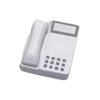 A Stress Ball Telephone in classic white, with a numeric keypad and display screen, evokes nostalgia for simpler times; isolated on a white background.