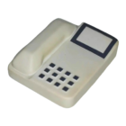 The Stress Ball Telephone is a beige landline featuring black buttons and a screen at the top right of its rectangular base, with the handset reminiscent of an era before stress balls, resting elegantly on the left side.