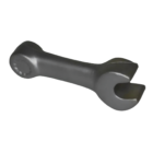 The Stress Shaped Spanner is a durable, heavy-duty forged black wrench socket with an open end that fits onto a ratchet handle. Its metallic appearance makes it ideal for automotive or mechanical use, standing out against a plain white background.