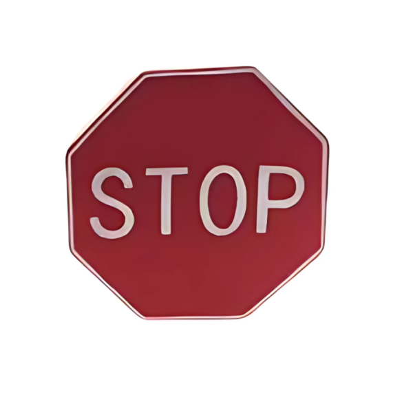 The Stress Shaped Stop Sign, a red octagon with bold white STOP lettering, serves as a reminder to pause and reduce stress against its plain background.
