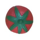 The Stress Shaped Strawberry is a squishy stress ball featuring a smooth red surface with green leaves on top, ideal for stress relief.