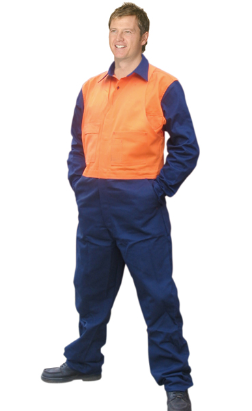 High visibility cotton drill coveralls - stout
