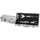 Promotional Handi 3pc Barbeque Set -Aluminium case with spatula, fork, and tongs.