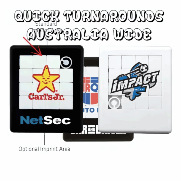 Two Tile Slide Puzzle Games, including Carls Jr. logo. Fast Australia-wide turnaround.