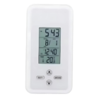 The Time & Temp Clock, in a sleek white design, shows the time at 5:43, with the date on 8/1 and a cozy temperature of 20°C. It features buttons like SET, ALM ON/OFF, and MODE neatly below the display for easy adjustment.