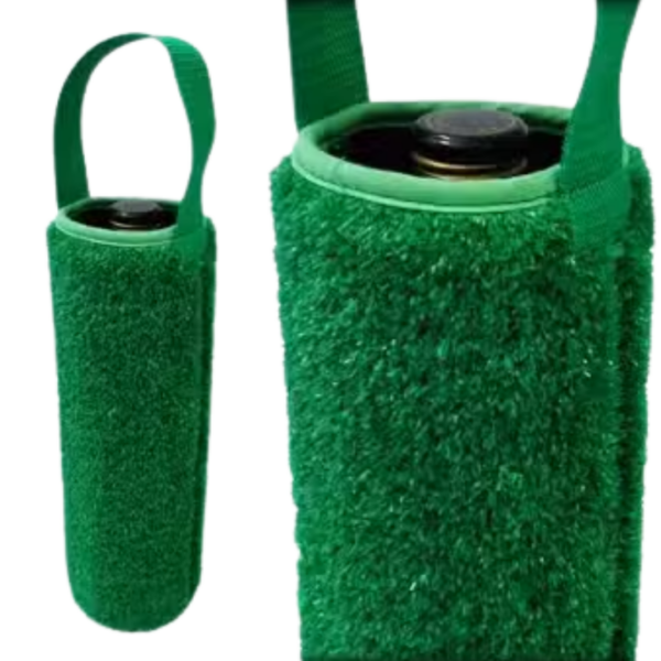 Promotional Turf Wine Holder - Green, textured, with a handle