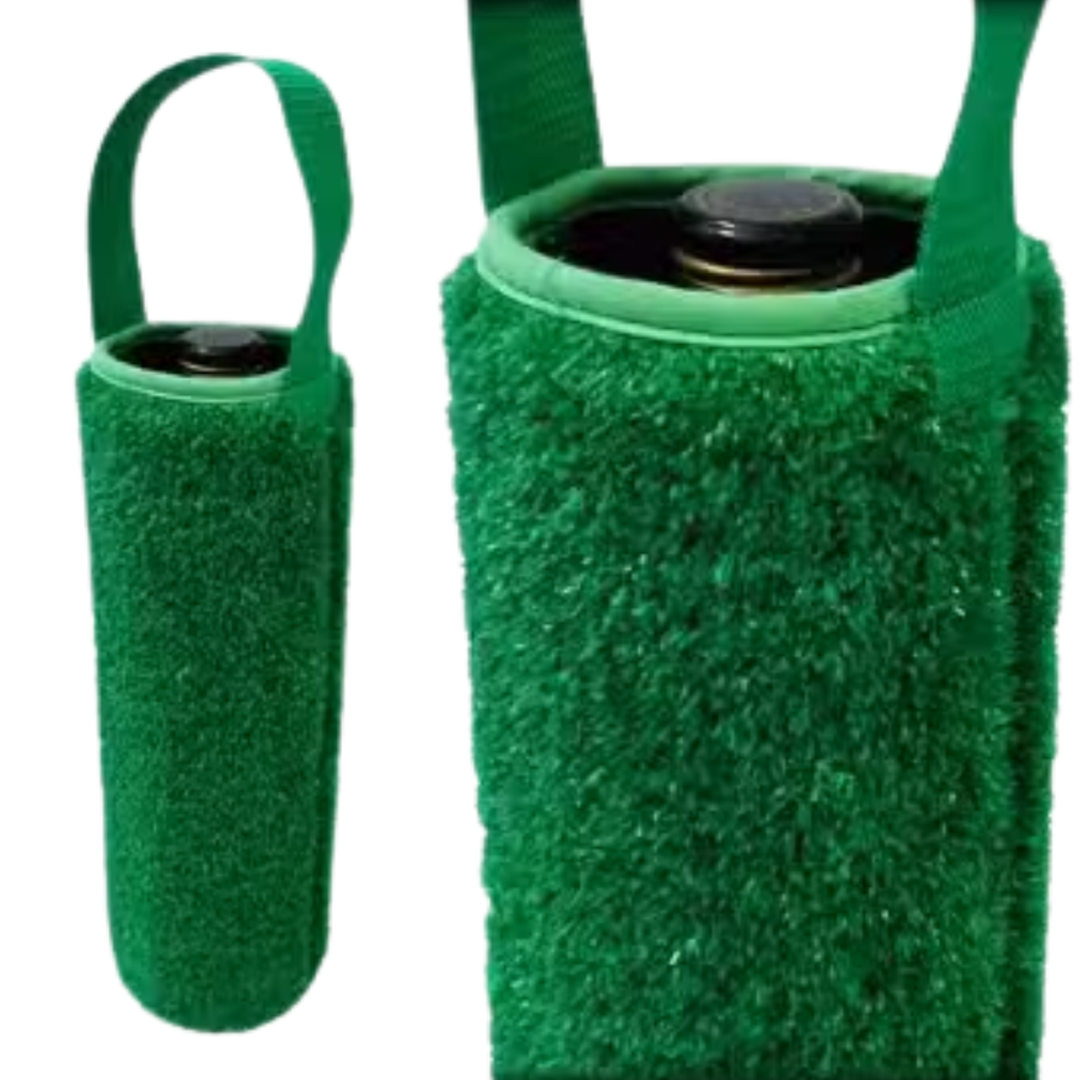 Promotional Turf Wine Holder - Green, textured, with a handle