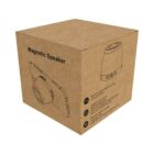 Brown cardboard box with black line drawings of a magnetic speaker.
