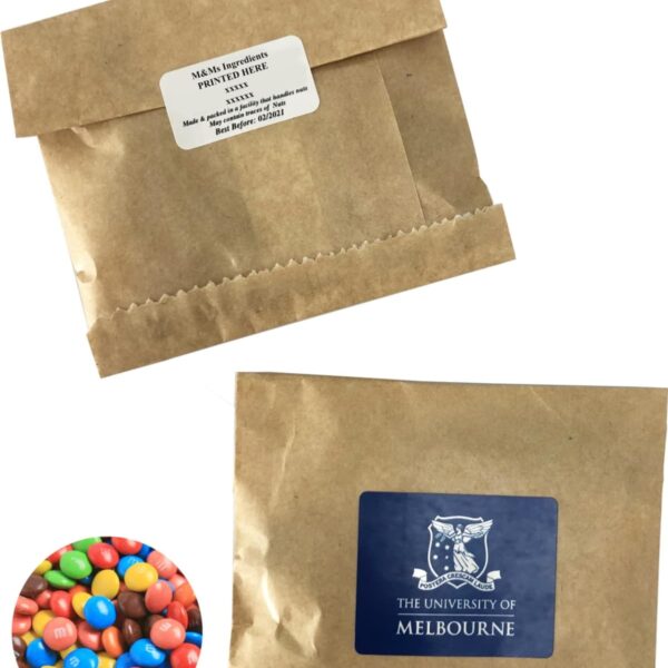 50g M&Ms in Kraft Paper Bags With Logo