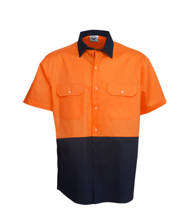 Hi Vis Work Shirt Cotton Drill Short Sleeve