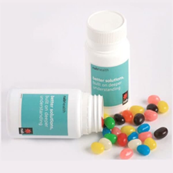 Branded Pill Bottle With Jelly Beans