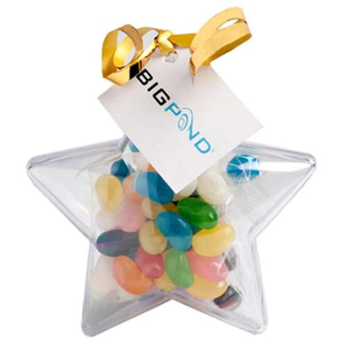 image_56c1a1ca9612e_cc054a Clear star-shaped container with colorful jelly beans and a gold ribbon with a gift tag attached.